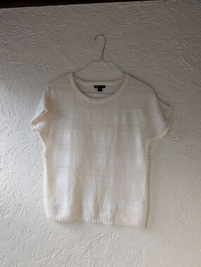 Banana Republic Ivory Open-Knit Short Sleeve Sweater
